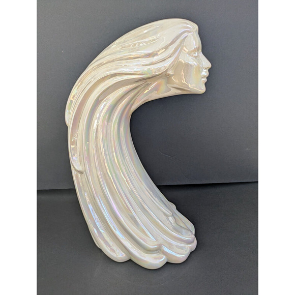 VTG Art Deco 14” Iconic Woman Of The Wind Ceramic Statue Opalescent White - Picture 1 of 7
